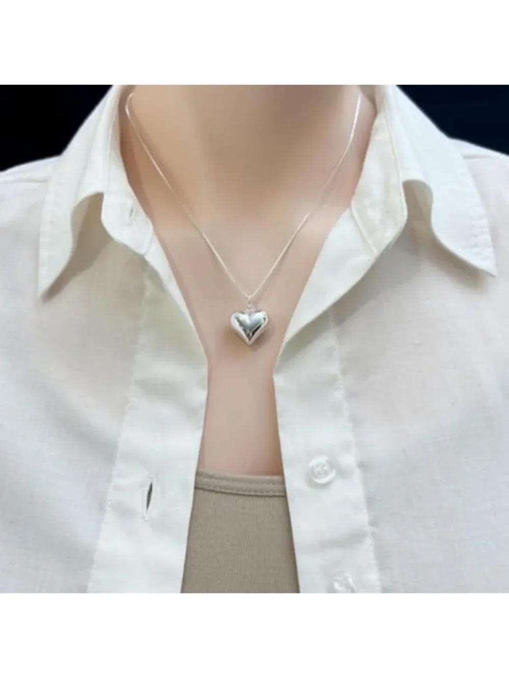 Large Sterling Silver Heart Pendant Necklace - Perfect Gift for Mom, Wife